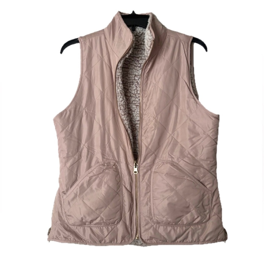 Women's Sherpa Fleece REVERSIBLE Vest - blush pink
